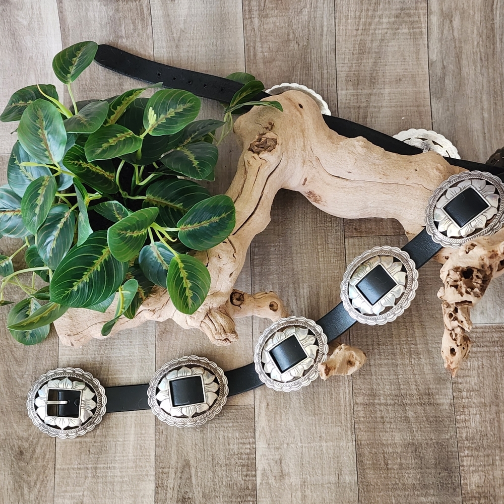 Brighton Black Leather Sunflower Concho Belt - Picture 2 of 15